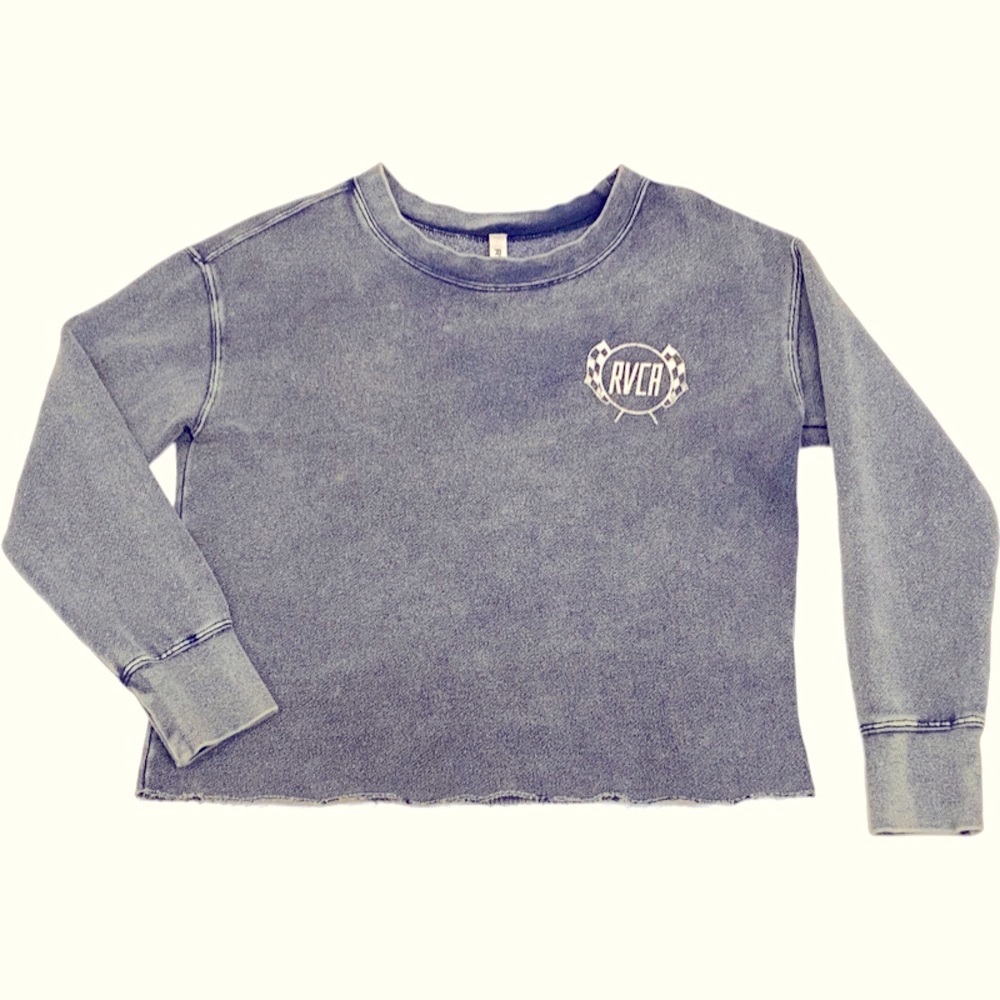RVCA Cropped Distressed Pullover Sweatshirt XS - Picture 7 of 8